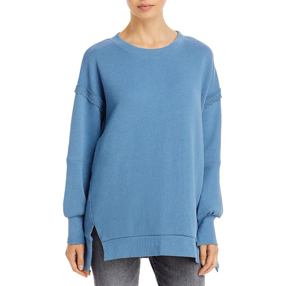 Three Dots | Women's Relaxed Blue Sweatshirt w/ Vents & Peasant‎ Sleeves, Size M - Picture 1 of 10